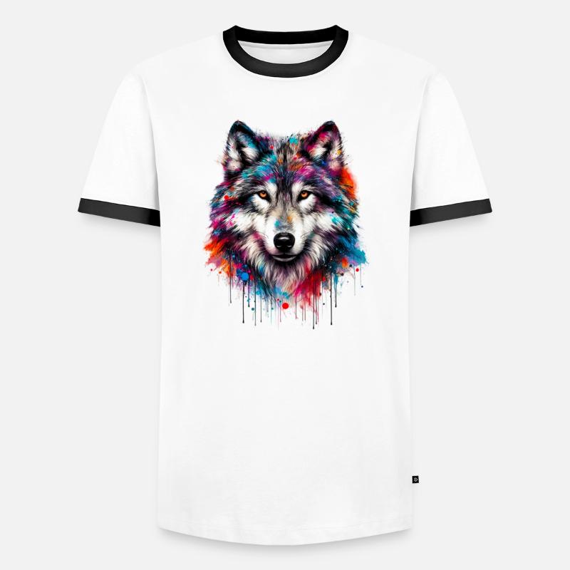 Wolf - Men's Ringer Shirt - white/black