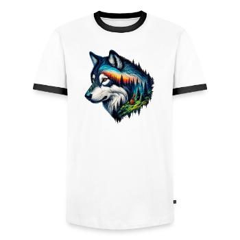 Loup - T-shirt contrasté Homme - blanc/noir - Devant - AI Model Female 172 light (172cm) & AI Model Male 178 dark (178cm)