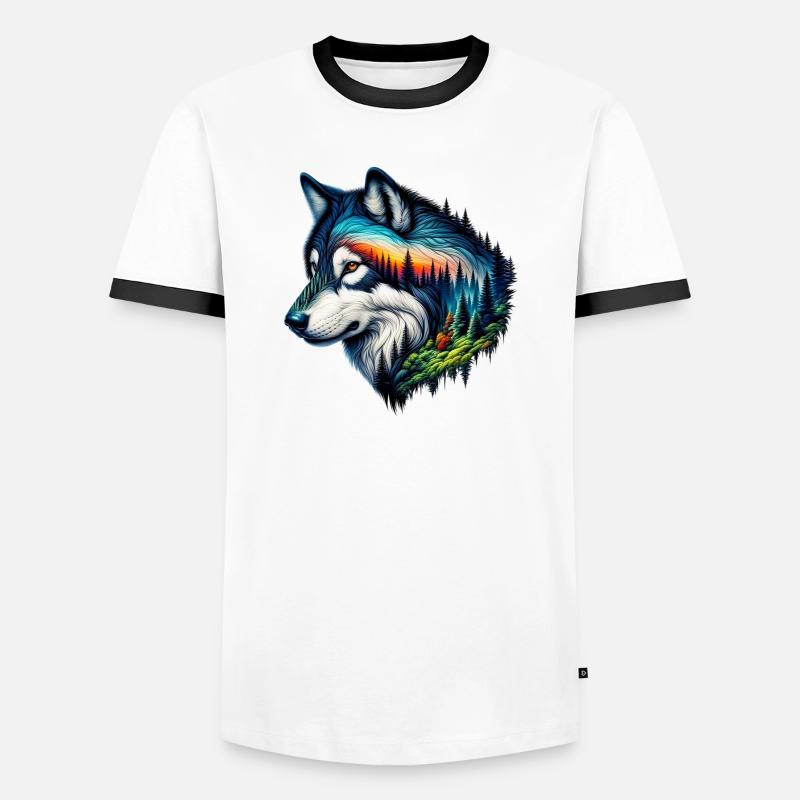 Wolf - Men's Ringer Shirt - white/black