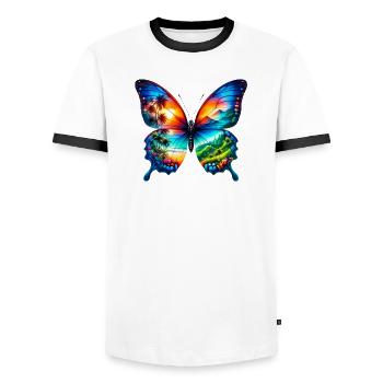 Schmetterling - Männer Kontrast-T-Shirt - Weiß/Schwarz - Vorne - AI Model Female 172 light (172cm) & AI Model Male 178 dark (178cm)
