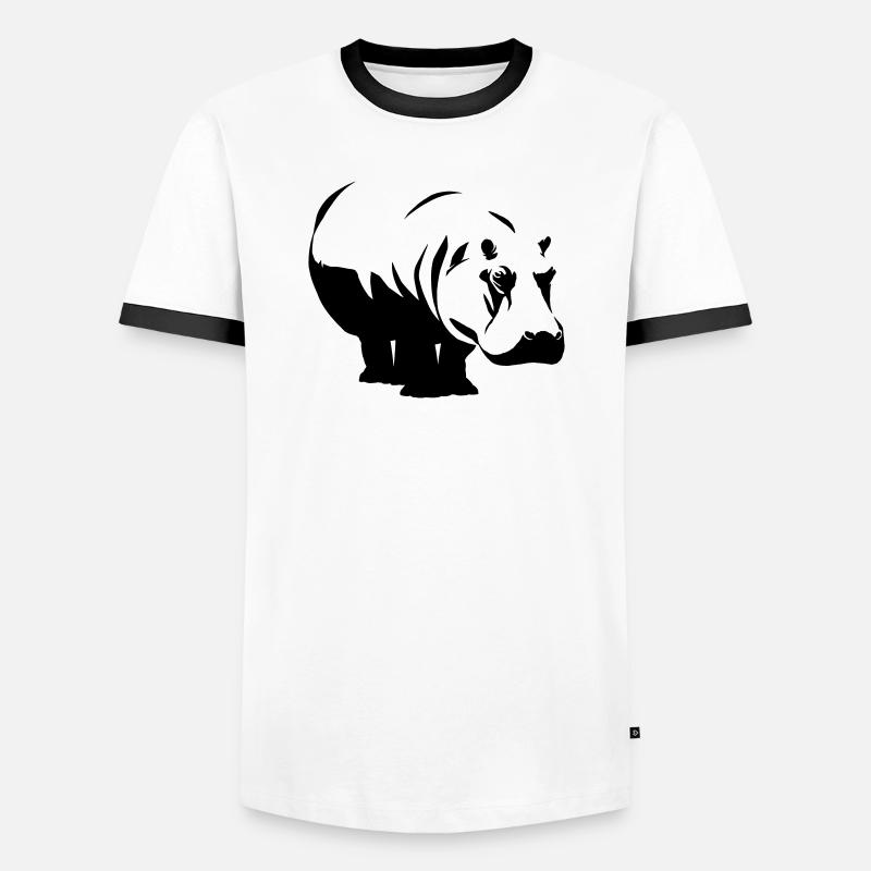 Nilpferd Hippo - Männer Kontrast-T-Shirt - Weiß/Schwarz
