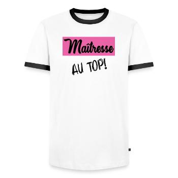 VIELEN DANK. DANKE. VIELEN DANK. JAHRESTAG. GEBURT. - Männer Kontrast-T-Shirt - Weiß/Schwarz - Vorne - AI Model Female 172 light (172cm) & AI Model Male 178 dark (178cm)