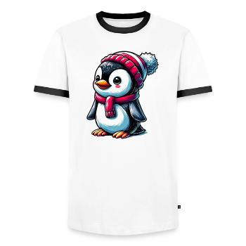 Penguin - Men's Ringer Shirt - white/black - Front - AI Model Female 172 light (172cm) & AI Model Male 178 dark (178cm)