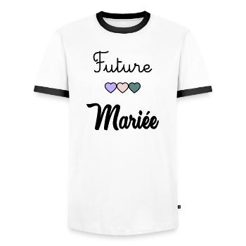 ZUKÜNFTIGE BRAUT. Junggesellinnenabschied. HOCHZEIT. MANNSCHAFT. TEAM BRIDAL - Männer Kontrast-T-Shirt - Weiß/Schwarz - Vorne - AI Model Female 172 light (172cm) & AI Model Male 178 dark (178cm)