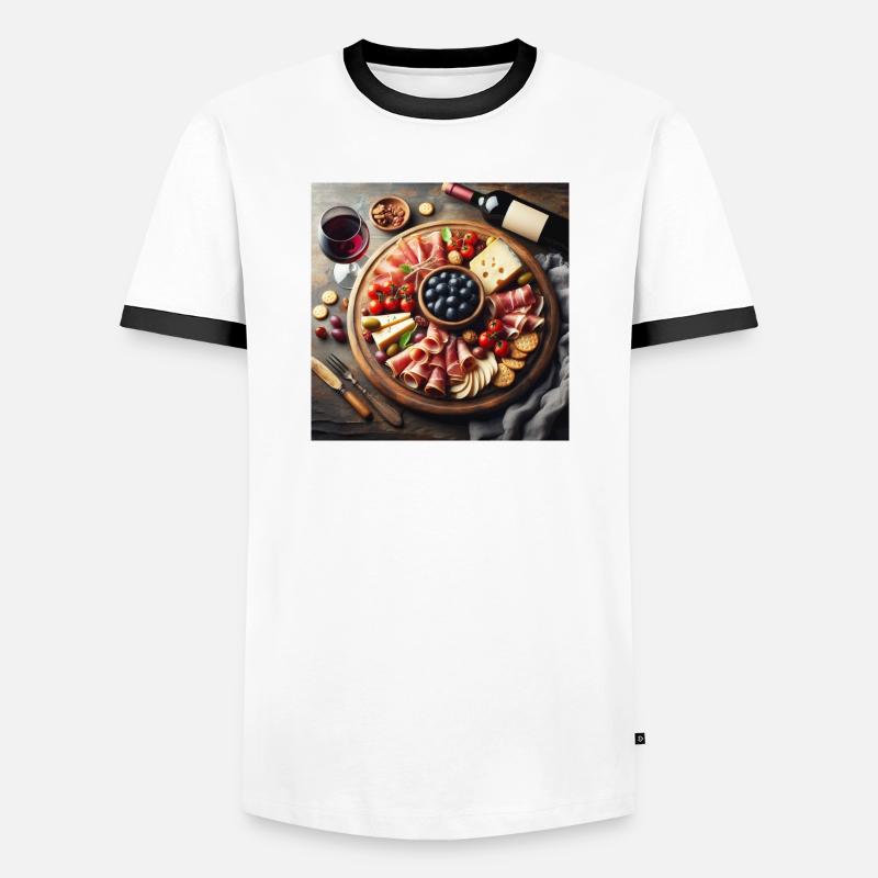 Serrano ham and cheese - Men's Ringer Shirt - white/black