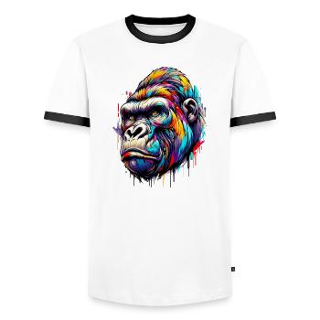 Gorille - T-shirt contrasté Homme - blanc/noir - Devant - AI Model Female 172 light (172cm) & AI Model Male 178 dark (178cm)