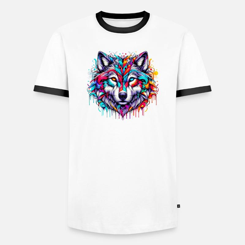 Wolf - Men's Ringer Shirt - white/black