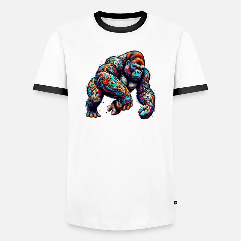 Gorilla - Männer Kontrast-T-Shirt - Weiß/Schwarz