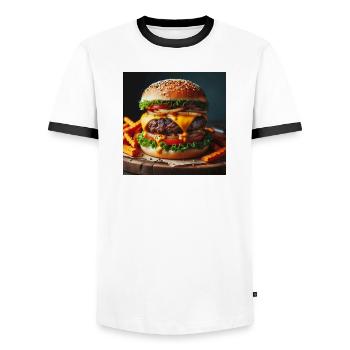 Burger complet - T-shirt contrasté Homme - blanc/noir - Devant - AI Model Female 172 light (172cm) & AI Model Male 178 dark (178cm)