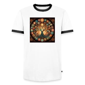 Arbre de vie coloré - T-shirt contrasté Homme - blanc/noir - Devant - AI Model Female 172 light (172cm) & AI Model Male 178 dark (178cm)