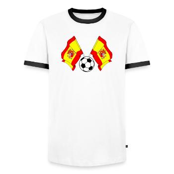 Drapeaux croisés football Espagne - T-shirt contrasté Homme - blanc/noir - Devant - AI Model Female 172 light (172cm) & AI Model Male 178 dark (178cm)