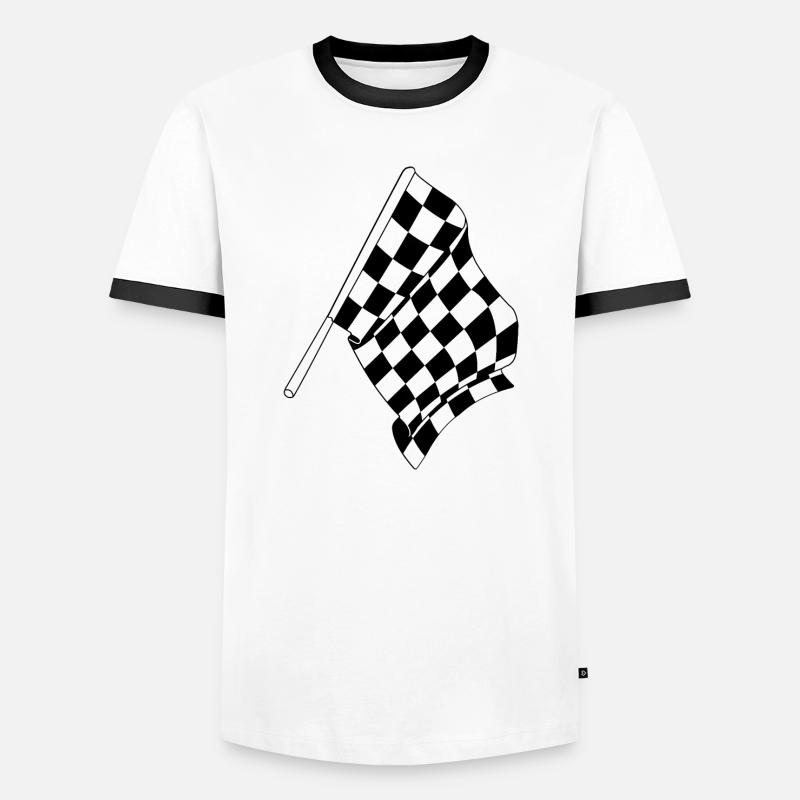 Drapeau de la course automobile - T-shirt contrasté Homme - blanc/noir
