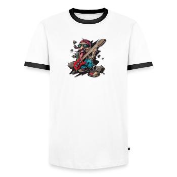 Rock - Rock and Roll - T-shirt contrasté Homme - blanc/noir - Devant - AI Model Female 172 light (172cm) & AI Model Male 178 dark (178cm)