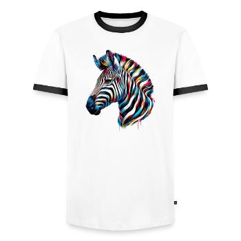 Zebra - Männer Kontrast-T-Shirt - Weiß/Schwarz - Vorne - AI Model Female 172 light (172cm) & AI Model Male 178 dark (178cm)