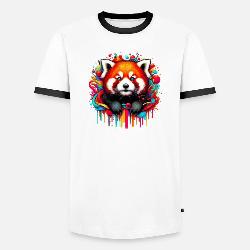 Red panda - Men's Ringer Shirt - white/black