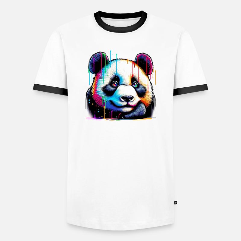 Panda - Männer Kontrast-T-Shirt - Weiß/Schwarz