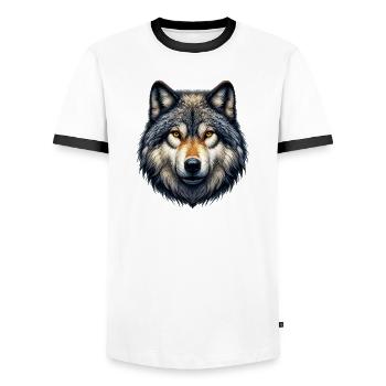 Loup - T-shirt contrasté Homme - blanc/noir - Devant - AI Model Female 172 light (172cm) & AI Model Male 178 dark (178cm)