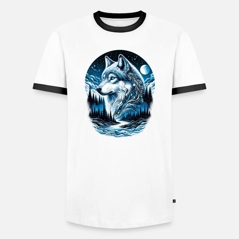 Wolf - Men's Ringer Shirt - white/black