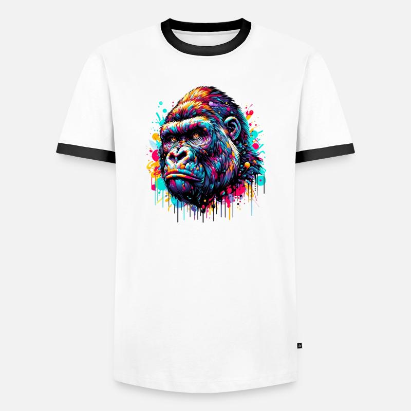 Gorilla - Men's Ringer Shirt - white/black