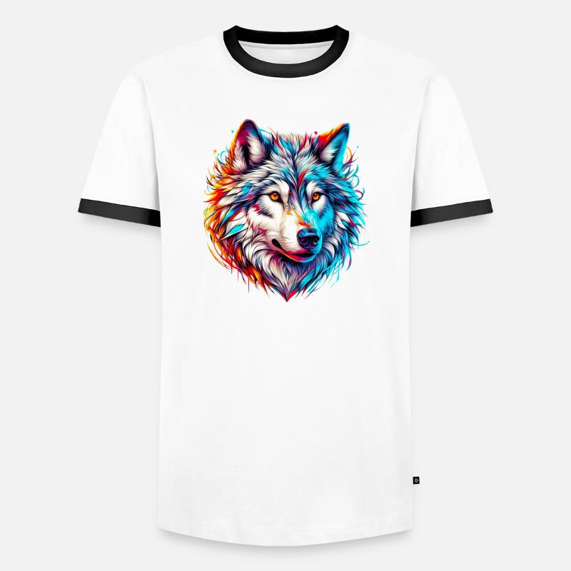 Wolf - Men's Ringer Shirt - white/black