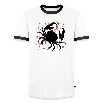 Signe du zodiaque signe étoile logo Cancer - T-shirt contrasté Homme - blanc/noir - Devant - AI Model Female 172 light (172cm) & AI Model Male 178 dark (178cm)