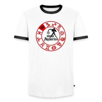 Zwölf Sternzeichen Wassermann Wassermann - Männer Kontrast-T-Shirt - Weiß/Schwarz - Vorne - AI Model Female 172 light (172cm) & AI Model Male 178 dark (178cm)
