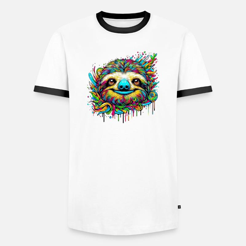 Sloth - Men's Ringer Shirt - white/black