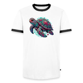 Tortue - T-shirt contrasté Homme - blanc/noir - Devant - AI Model Female 172 light (172cm) & AI Model Male 178 dark (178cm)