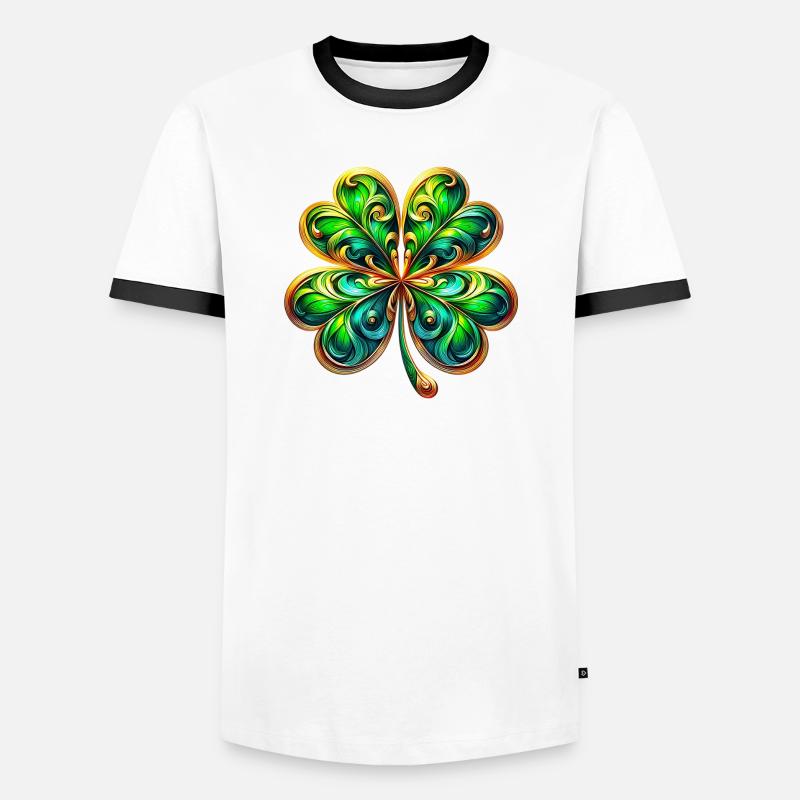 Four-leaf clover - Men's Ringer Shirt - white/black