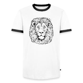 Lion Portrait - Men's Ringer Shirt - white/black - Front - AI Model Female 172 light (172cm) & AI Model Male 178 dark (178cm)