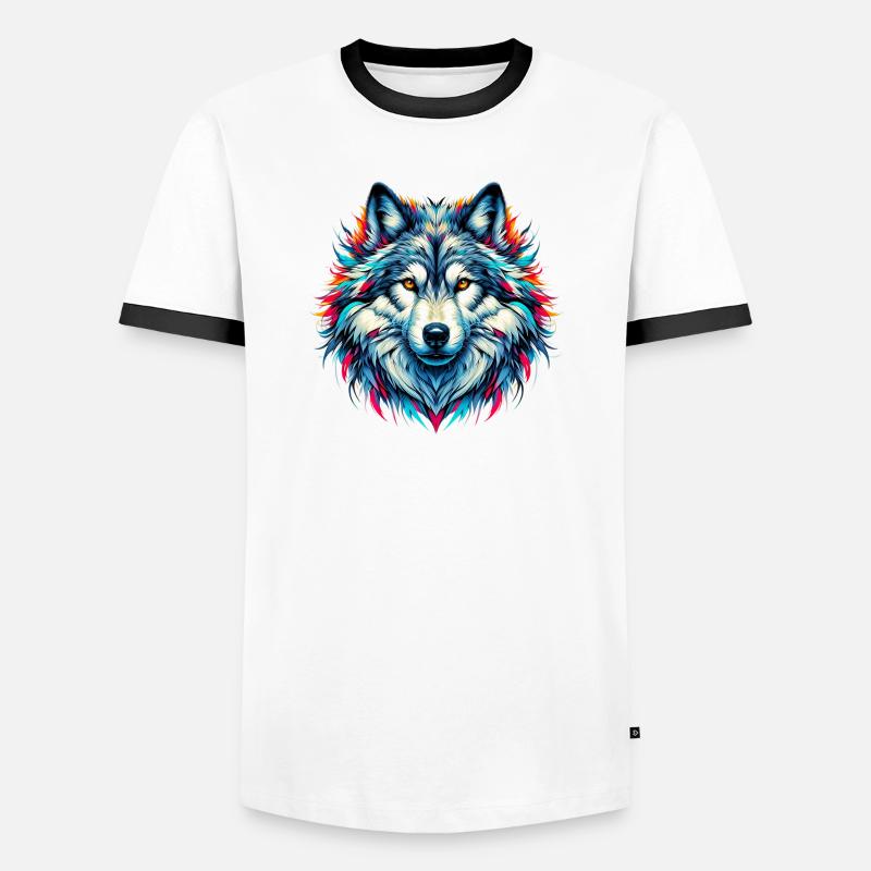 Wolf - Men's Ringer Shirt - white/black