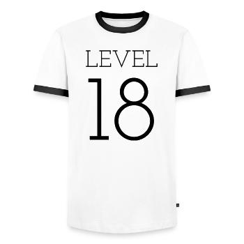 level 18 - Männer Kontrast-T-Shirt - Weiß/Schwarz - Vorne - AI Model Female 172 light (172cm) & AI Model Male 178 dark (178cm)