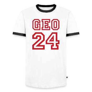 GEORGIEN Georgia - Männer Kontrast-T-Shirt - Weiß/Schwarz - Vorne - AI Model Female 172 light (172cm) & AI Model Male 178 dark (178cm)