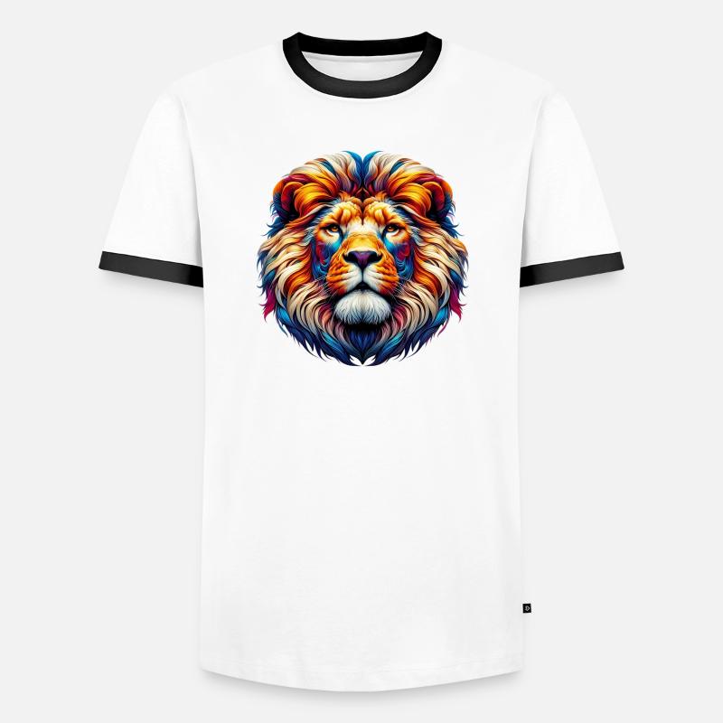 Löwe - Männer Kontrast-T-Shirt - Weiß/Schwarz