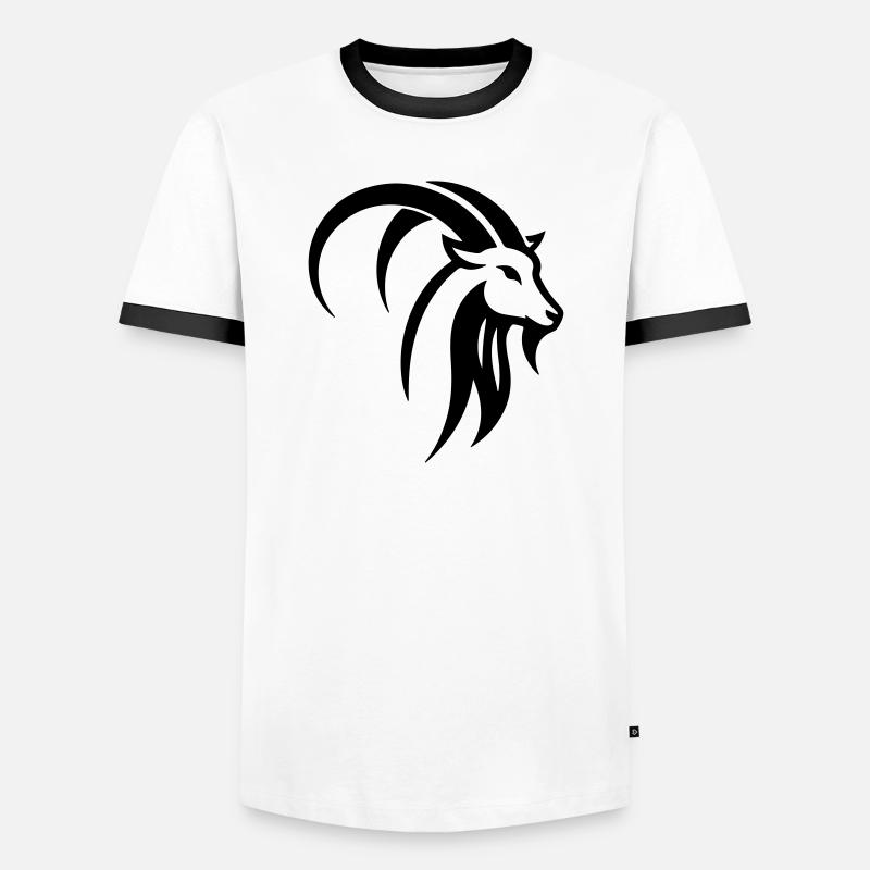 Steinbock - Männer Kontrast-T-Shirt - Weiß/Schwarz