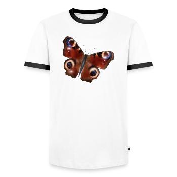 magnifique papillon paon - T-shirt contrasté Homme - blanc/noir - Devant - AI Model Female 172 light (172cm) & AI Model Male 178 dark (178cm)