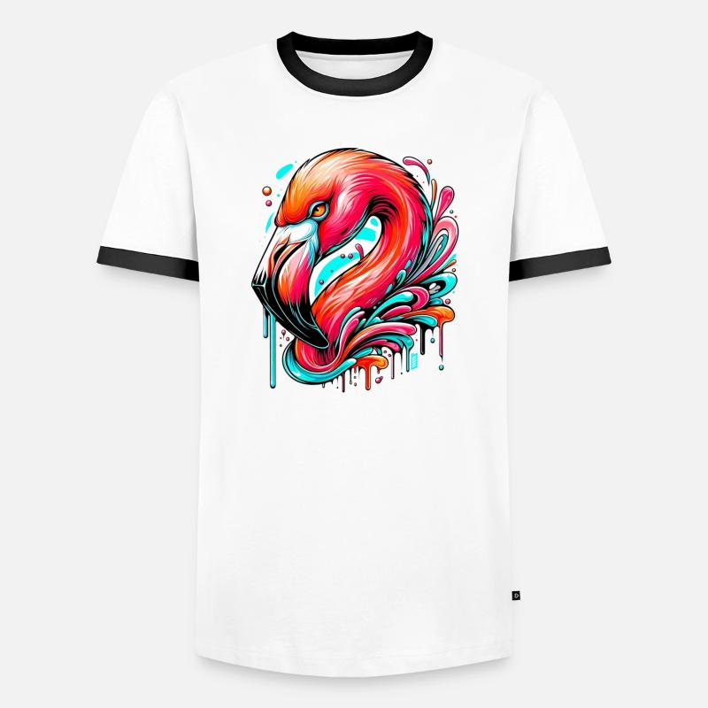 Flamingo - Männer Kontrast-T-Shirt - Weiß/Schwarz
