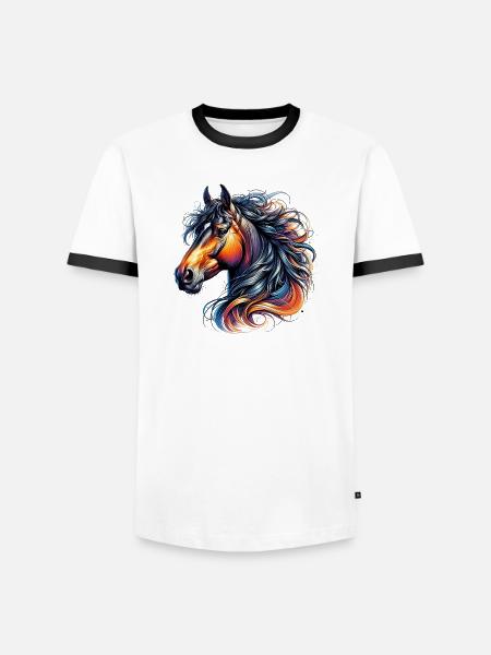 Cheval - T-shirt contrasté Homme - blanc/noir