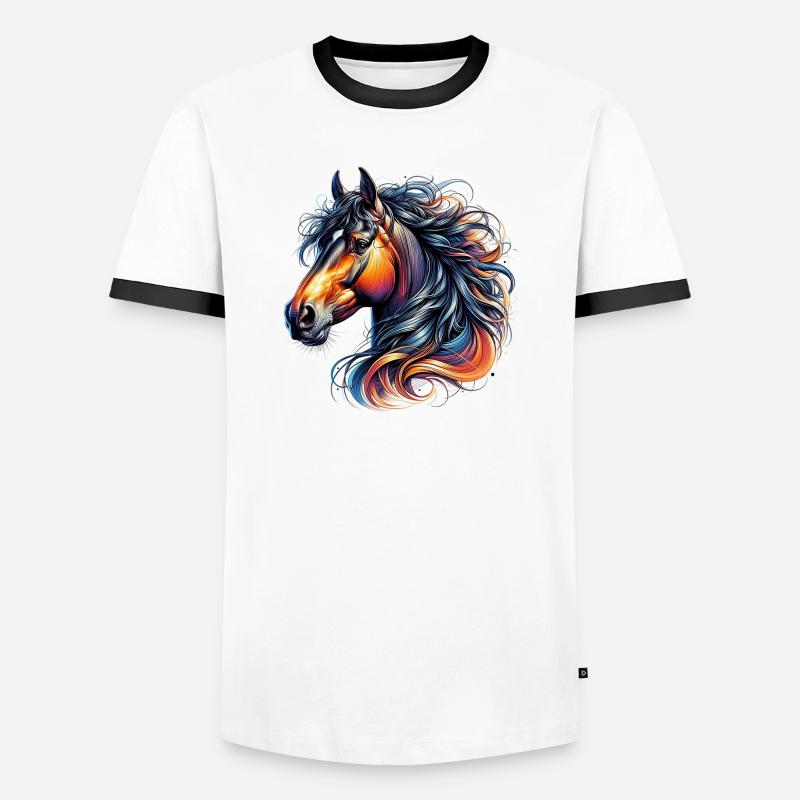Cheval - T-shirt contrasté Homme - blanc/noir