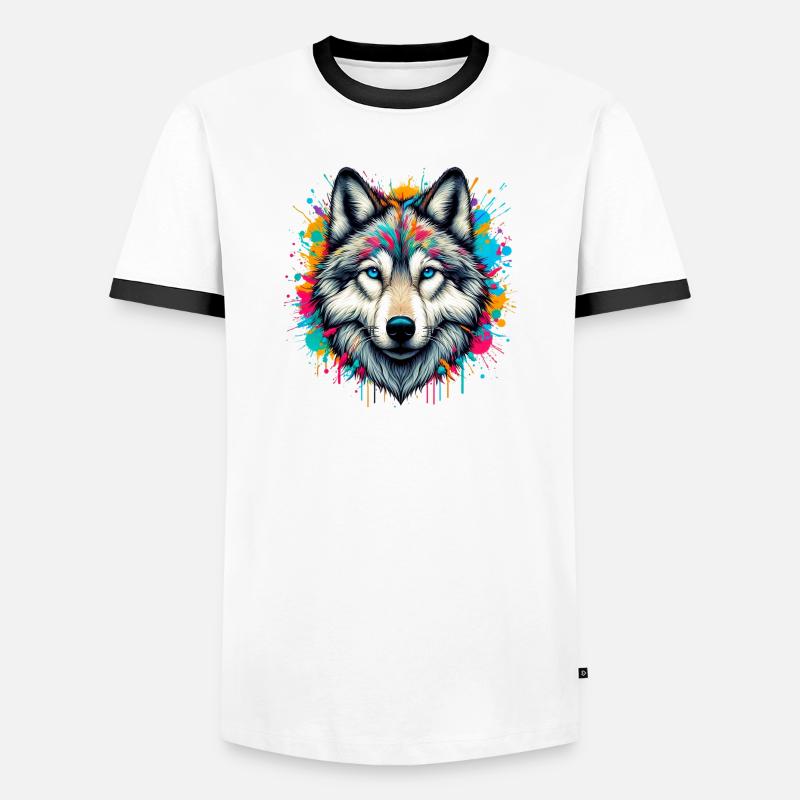 Wolf - Men's Ringer Shirt - white/black
