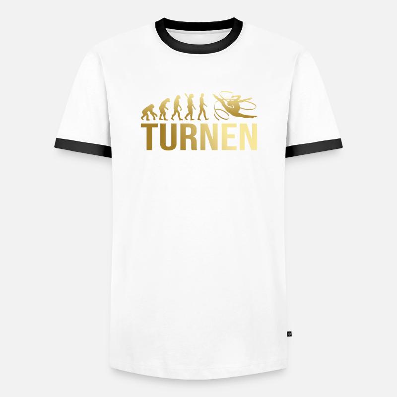 Evolution Turnen - Männer Kontrast-T-Shirt - Weiß/Schwarz