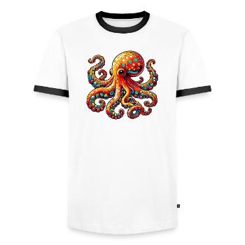 Krake - Männer Kontrast-T-Shirt - Weiß/Schwarz - Vorne - AI Model Female 172 light (172cm) & AI Model Male 178 dark (178cm)