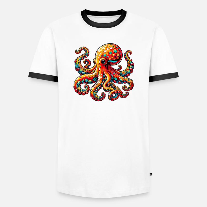 Octopus - Men's Ringer Shirt - white/black