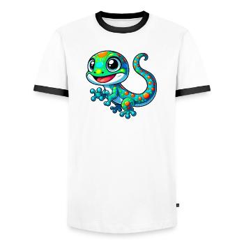 Gecko - T-shirt contrasté Homme - blanc/noir - Devant - AI Model Female 172 light (172cm) & AI Model Male 178 dark (178cm)