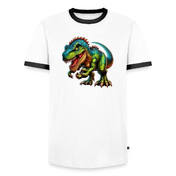 Dinosaurier - Männer Kontrast-T-Shirt - Weiß/Schwarz - Vorne - AI Model Female 172 light (172cm) & AI Model Male 178 dark (178cm)