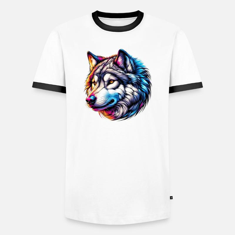 Wolf - Männer Kontrast-T-Shirt - Weiß/Schwarz