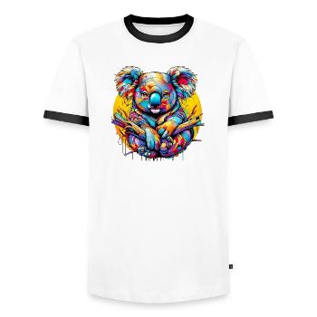 Koala - T-shirt contrasté Homme - blanc/noir - Devant - AI Model Female 172 light (172cm) & AI Model Male 178 dark (178cm)