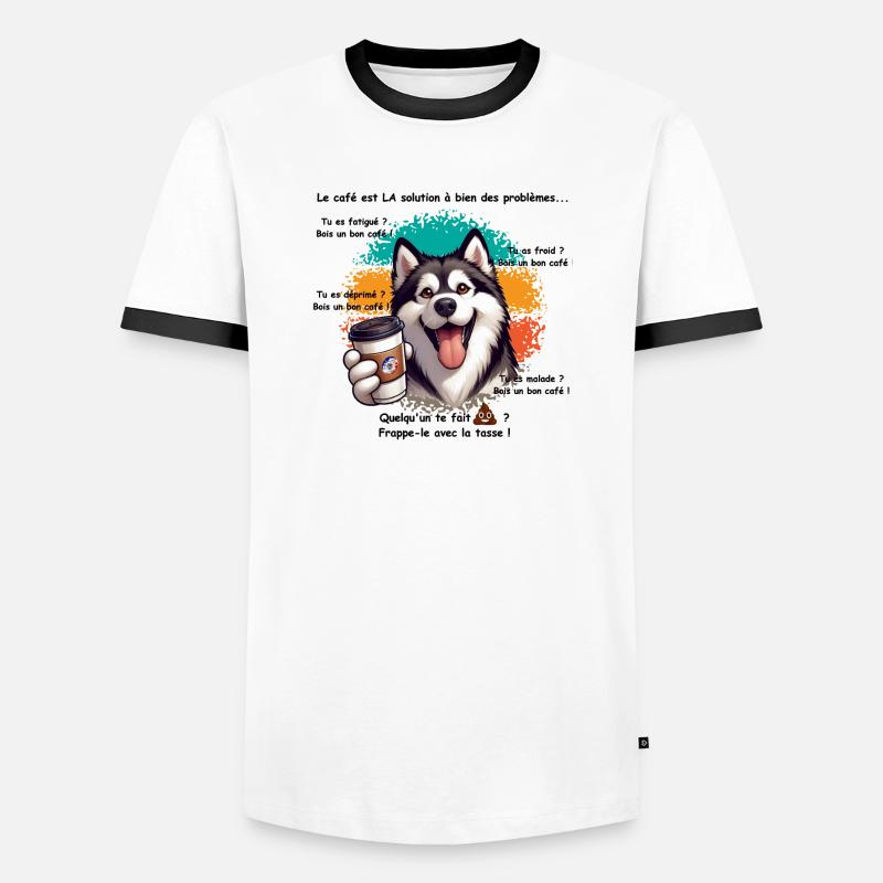Kaffee - Männer Kontrast-T-Shirt - Weiß/Schwarz