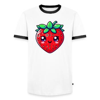 Fraise Fraises - T-shirt contrasté Homme - blanc/noir - Devant - AI Model Female 172 light (172cm) & AI Model Male 178 dark (178cm)