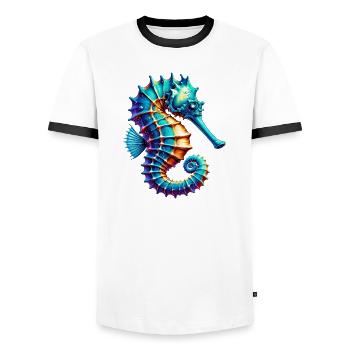 Seepferdchen - Männer Kontrast-T-Shirt - Weiß/Schwarz - Vorne - AI Model Female 172 light (172cm) & AI Model Male 178 dark (178cm)
